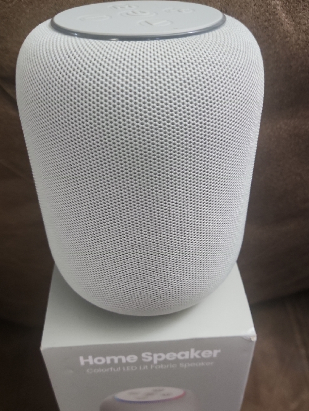 New! Home Speaker Colorful LED Lit Fabric Speaker - White